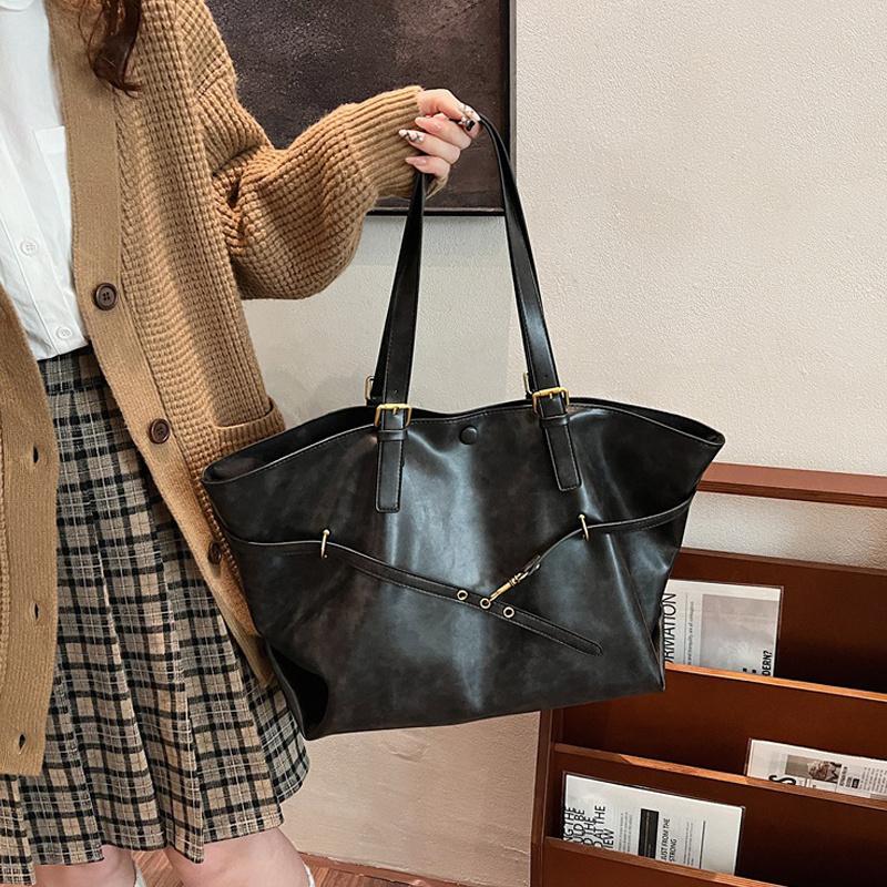 Designer Retro PU Leather Shoulder Handbag for Women Winter Trend Fashion Handbags Females Travel Luxury Tote Bags CLE