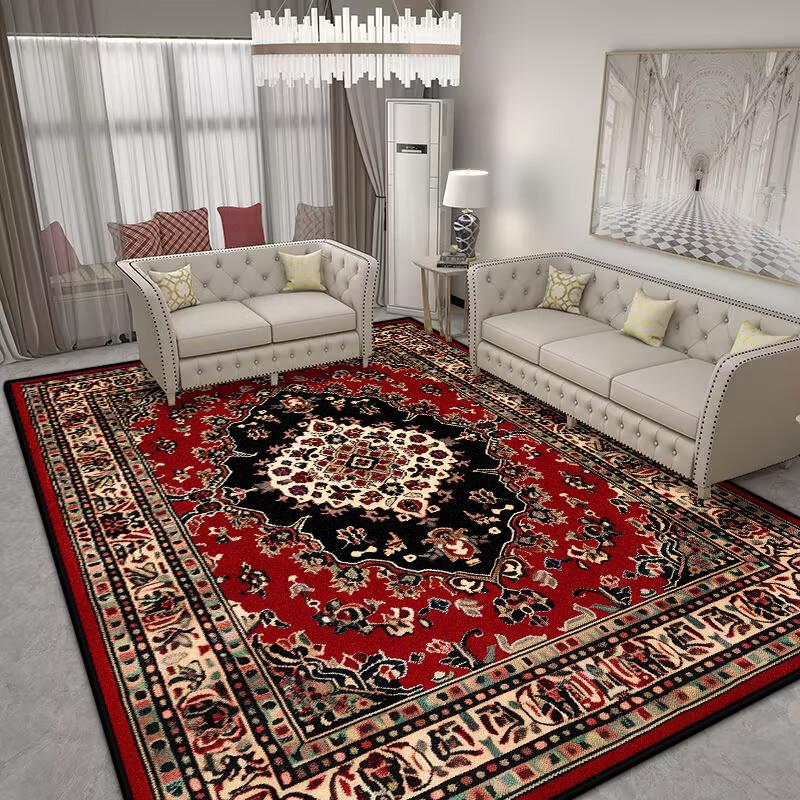 

Red Persian Large Area Living Room Carpet Lounge Easy Clean Floor Mats Bedroom Non-slip Bedside Rugs Room Decor Classical Carpet 60*90cm