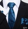Men's 8cm Solid & Polka Dot Plaid Tie Set with Cufflinks & Pocket Square