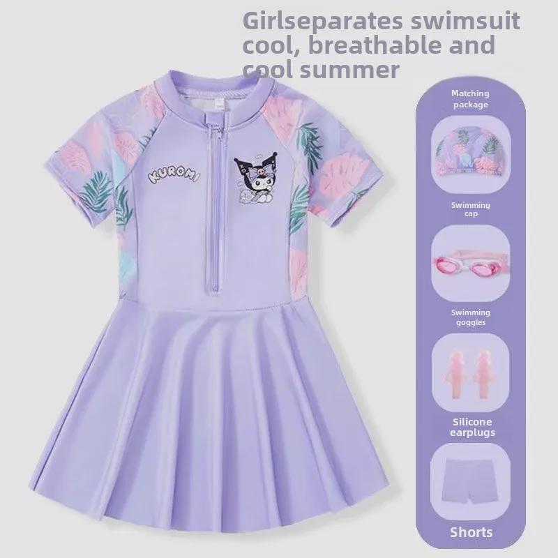 2024 Kulomi Girls' One-Piece Sunscreen Swimsuit for Summer and Hot Springs