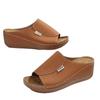 Large Size 43 with Sloping Heel and Thick Bottom Fish Mouth Sandals, Summer Beach Open Toed Shoes with Rocking Line
