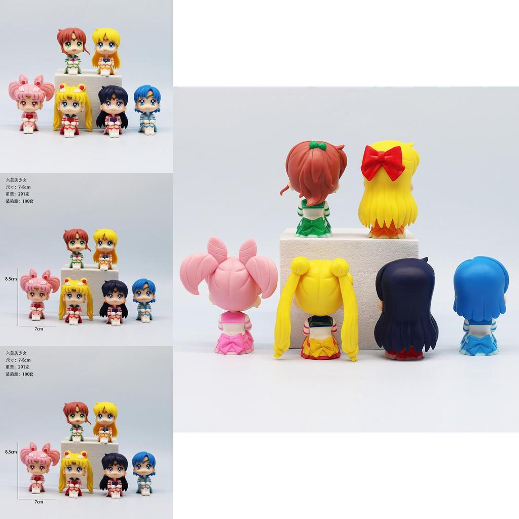 Adorable Q Version Sailor Moon Pvc Cartoon Doll Set Perfect For Car Decoration Gifts