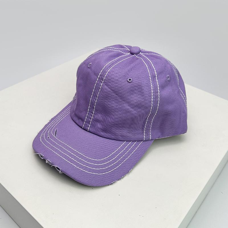 New Unisex Solid Distress Retro Baseball Hats Breathable Street Sunshade Simple Peaked Cap Versatile Fashion Casual Broken Style
