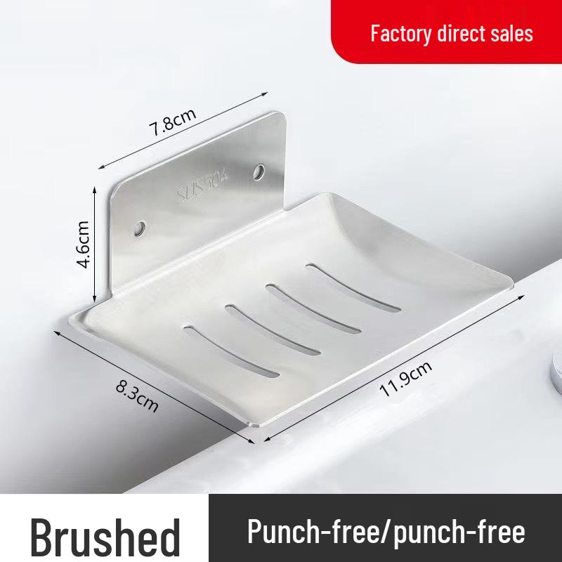 Stainless Steel No-Drill Wall-Mounted Soap Holder with Drip Tray
