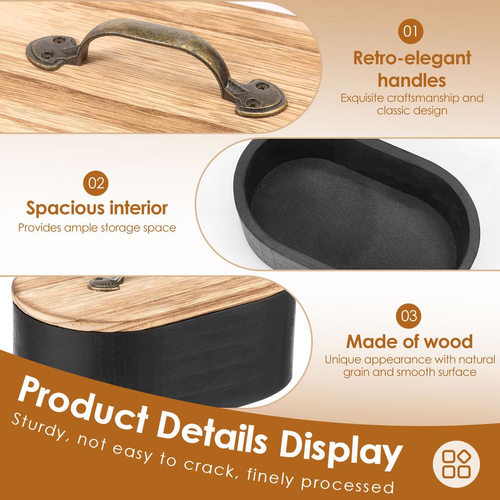 Wooden Tampon Holder with Lid Oval Bathroom Tampon Storage Box Large Capacity Dust Proof Feminine Product Organizer