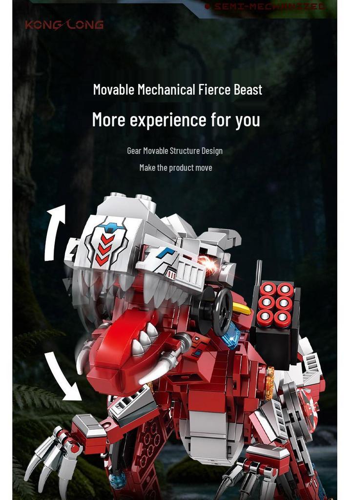 Electric Tyrannosaurus Rex Mechanical Dinosaur Building Blocks - Educational Toy for Boys