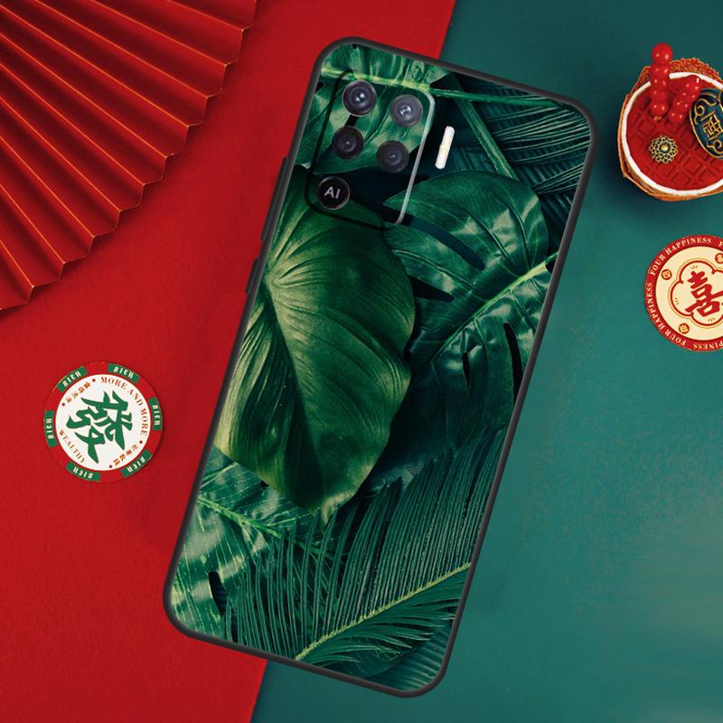 Tropical Green Plant Leaf For OPPO A17 A16 A15 A54 A74 A94 A53S A57S A77 A52 A72 A5 A9 A53 A76 A96 A58 A78 A98 Case