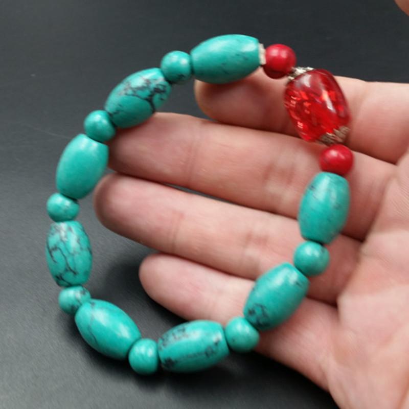 Jade and Turquoise Imitation Seed Bead Bracelet 1188