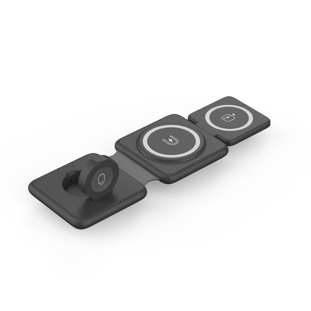 15W Folding Magnetic Travel Wireless Charger: Portable Multifunctional 3-in-1 Phone Charger