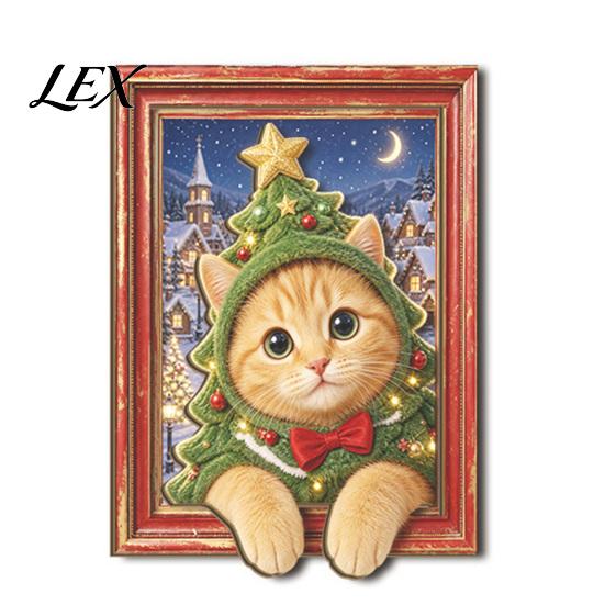 Christmas Kitchen Accessories Cute Cat Refrigerator Magnets, Kitty Magnetic Photo Frame, Decorative Metal Surface Stickers Retro Office Filing Cabinet