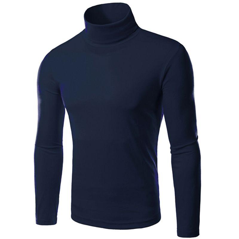 Classic Mens Slim Fit High Neck Knitted Sweater Comfortable Turtleneck Jumper
