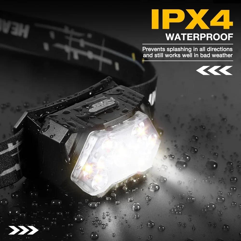 9-diodowa mocna latarka czołowa z czujnikiem ruchu USB, przenośna, wędkarska, kempingowa, zewnętrzna, czołowa latarka robocza