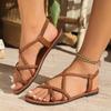 Fashion Designer New Women's Braided Flat Sandals Casual Clip Toe Summer Shoes Lightweight Elastic Band Sandals Multicolor