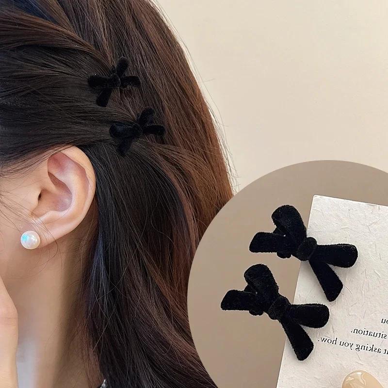 Mini Red Velvet Bow Hair Clips Little Girls Sweet Candy Color Velvet Small Bow Knot Hairpins Hairgrips Barrette Hair Accessories