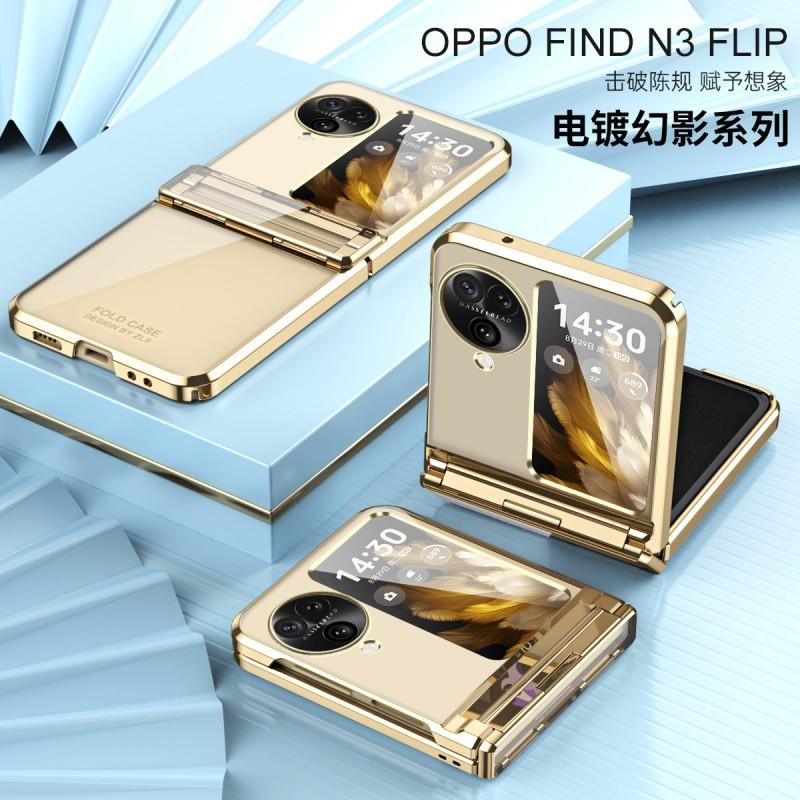 OPPO Find N3 Flip Phone Case Full Cover Transparent Electroplated Hinge Shockproof PC Shell With Magnetic Adsorption