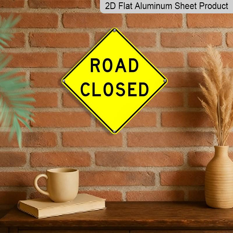 2D Flat 1pc, Road Closed Crossing Sign Zone Xing Funny Metal Sign Novelty Road Sign Wall Decoration Metal Plaque, for Outdoor Indoor, Fence Home