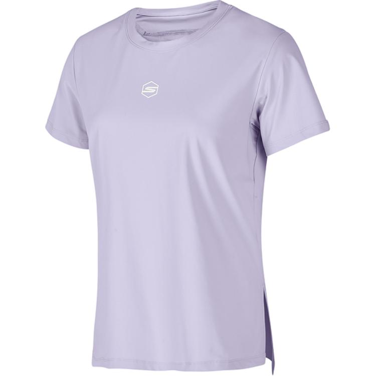 Skechers Dopamine Moisture-Wicking Quick-Dry Cool Breathable Comfortable Simple Soft Round Neck Short Sleeve T-Shirt Women Tops Lavender P324W007-02N4 S