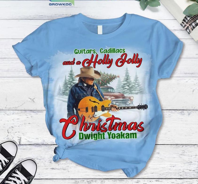 Dwight Yoakam Guitar Cadillacs And A Holly Christmas TShirt BL2.1103 Unisex T-Shirt M