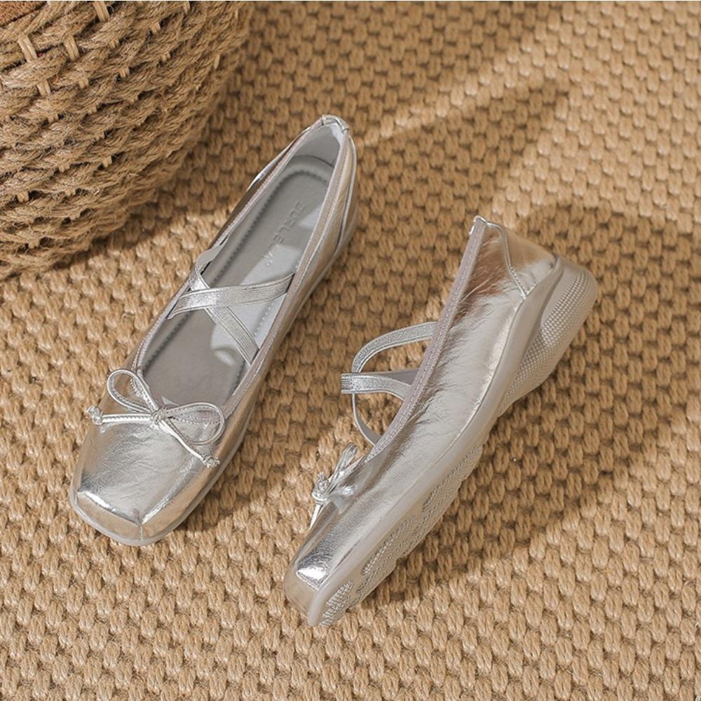 Fashion French Square Head Versatile Shallow Mouth Ballet Flats Women Spring Summer 2025 New Women's Shoes Flat Comfortable Single Shoes