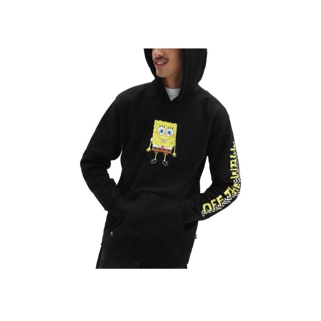 Vans X Happy Face Colaboração Estampa de Letra Moletom de Desenho Animado Masculino Moletons Preto VN0A5KENZAV