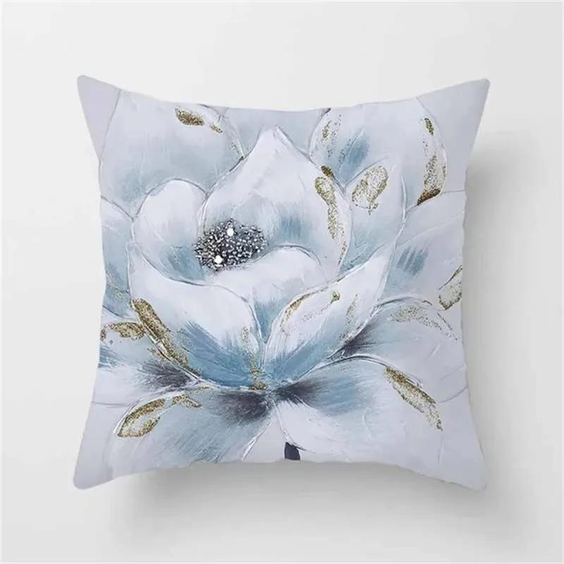 Oil Painting Floral Elegant Ginkgo Leaf Print Series Sofa Decorative Pillowcase Polyester Cushion Cover 45x45 Cm Home Decoration