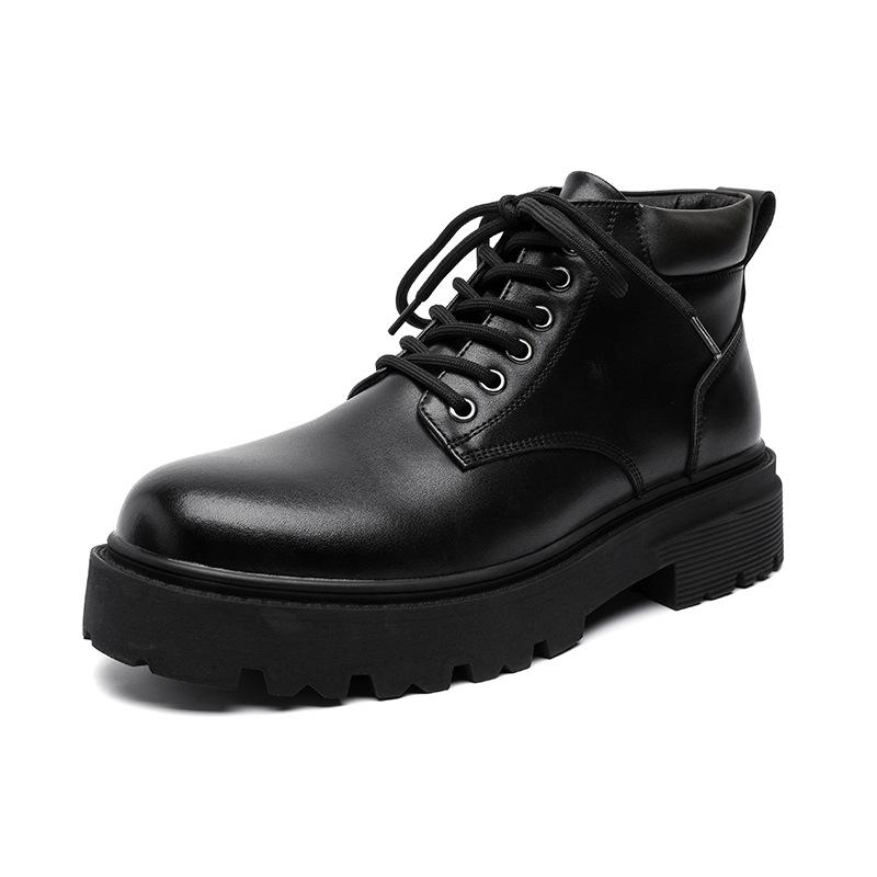 

Мужские ботинки мартин зимние высокие вельветовые рабочие ботинки на высокой подошве с круглым носком в британском стиле 55481-R 38 чёрный