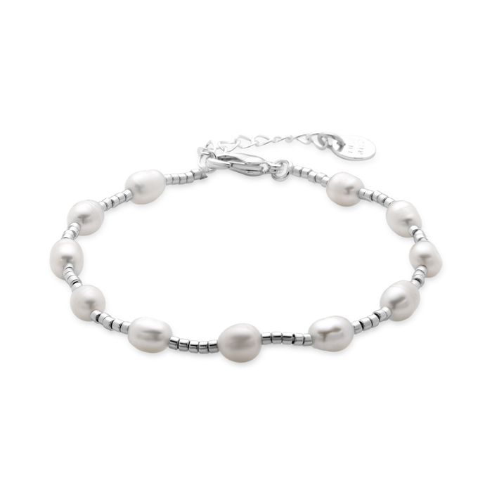 Bracelet - Luxenter - Tartys - Perles Blanches - Plaqué Finition En Rhodium - 16,5cm + 3,5cm D'extension