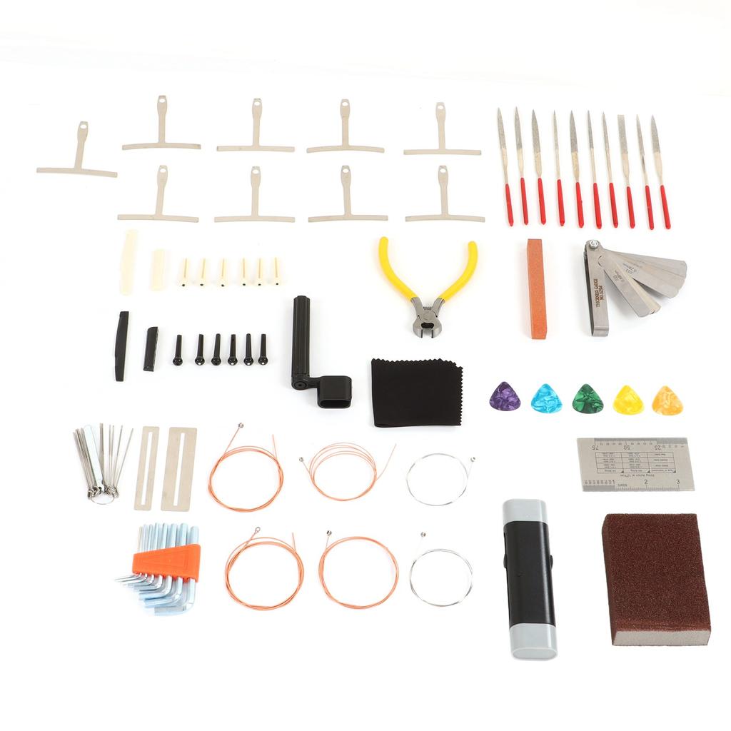Guitar Tool Kit Bridge Pin Saddle Nut File Radius Ruler Set for Maintenance Repair
