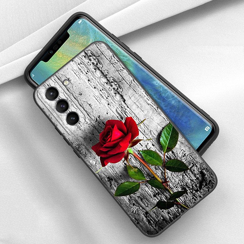 Husă de telefon cu flori de trandafir roșu strălucitor pentru iPhone Samsung Galaxy Redmi Xiaomi Oppo OnePlus Note SA 7 8 9 10 11 12 13 14 20 21 22 23 53 54 Pro Max Ultra