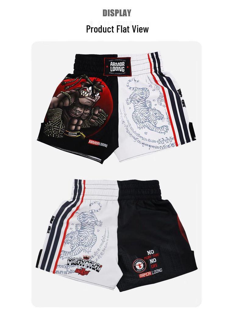 Custom Muay Thai & MMA Training Shorts for Men & Women – Quick-Dry, Cool, Cartoon Design.