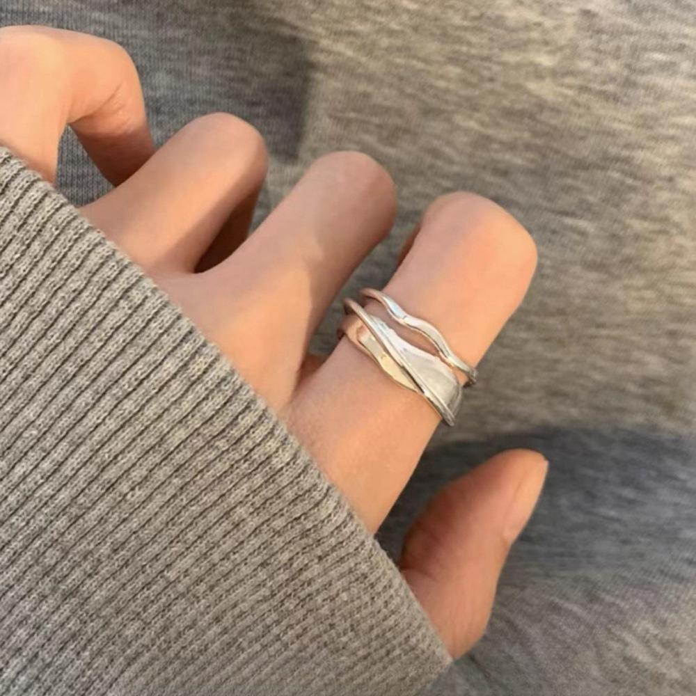 Retro Heavy Industry S plain ring, non-fading opening adjustable index finger ring