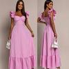 Women's Retro French Plaid Short-sleeved Dress with Ruffle Edge, Waist and Thin Dress