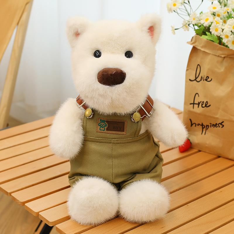 Cute West Highland Dog Plush Toy Can Be Taken Off Overalls Puppy Doll Doll Comforting Sleeping Doll