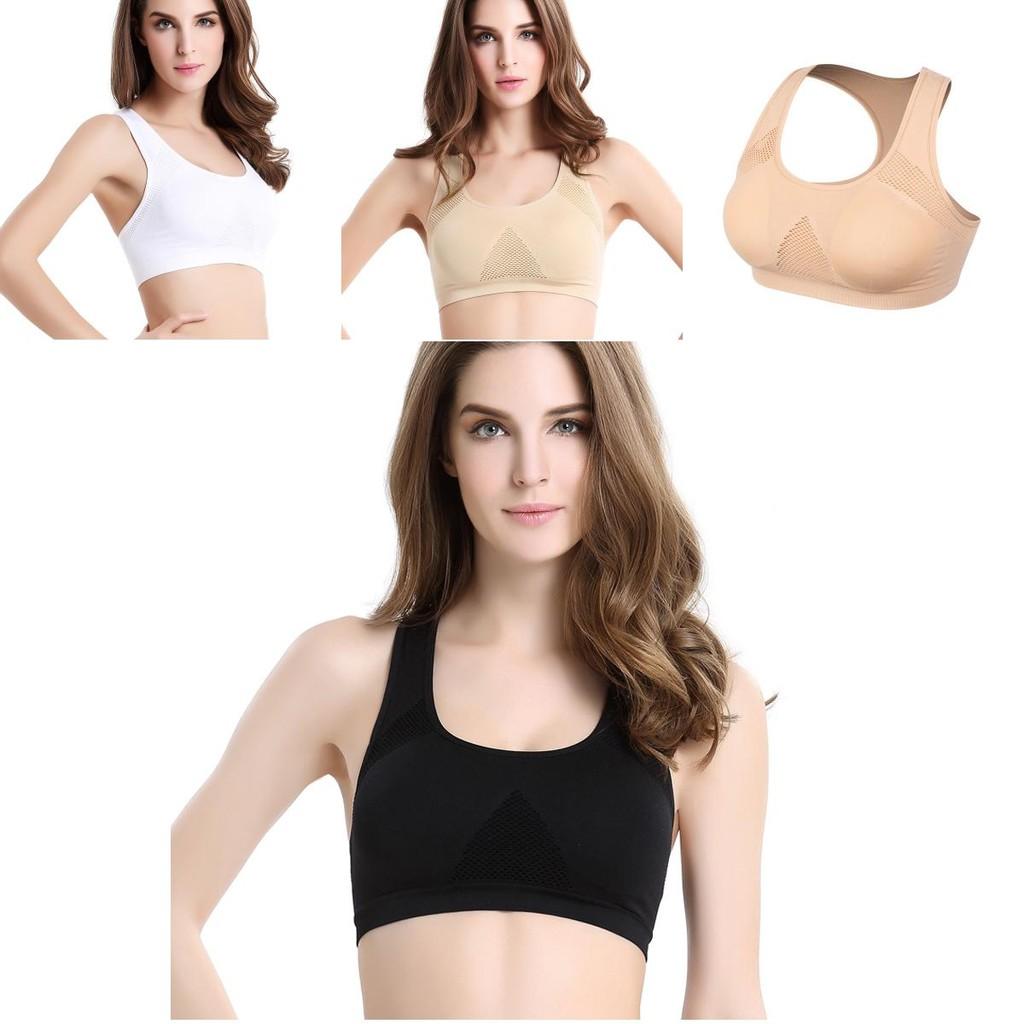 Women Breathable Padded Sports Bra With Hollow Out Design And Pure Color