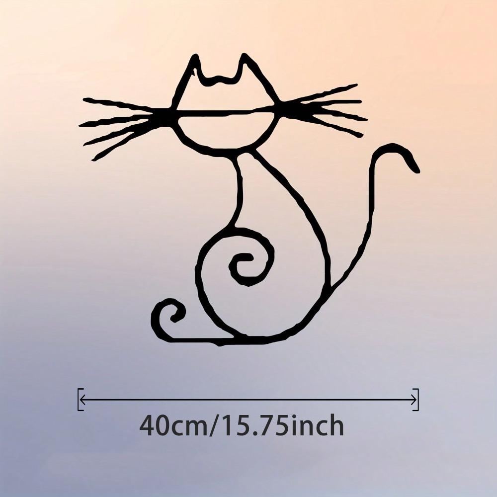 Metal Wall Art Abstract Cat Sculpture Modern Home Decor Powder Coated Iron