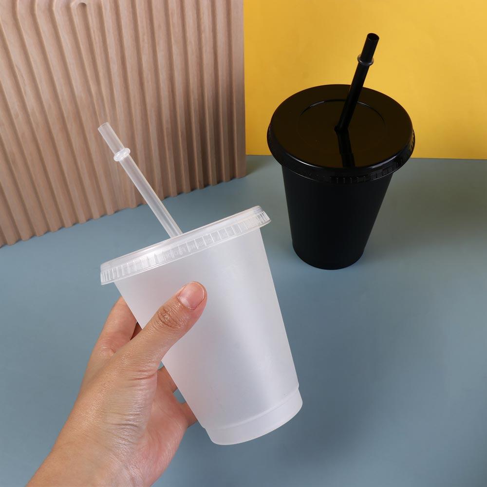Food Grade PP Plastic Straw Cup with Lid Water Cup Reusable Tumbler  Gift