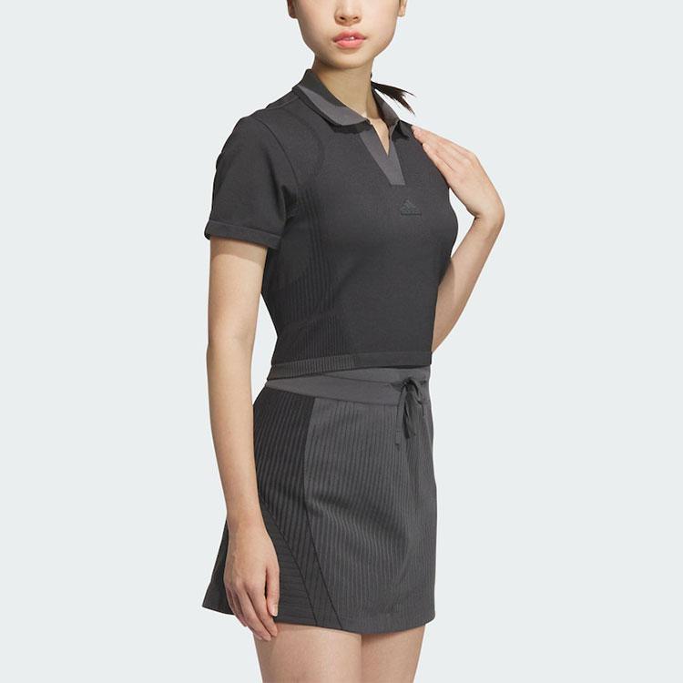 Adidas Seamless Skirt Solid Color Minimalist Brand Logo Quick-Dry Sports A-Line Casual Short Skirt Women Skirts Dark-Gray JE1440