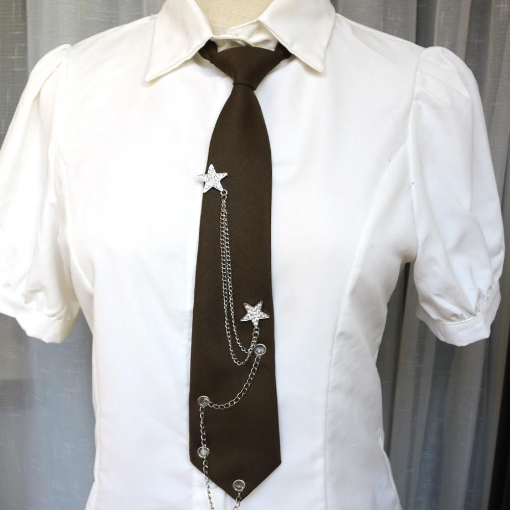 

Choker Academy Style Pre-tied Tie Geometric Candy Color Long Necktie Y2K Star Chain Tie Women Style 17