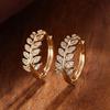 Cao Shi Exquisite Olive Branch Zircon Leaf Earrings