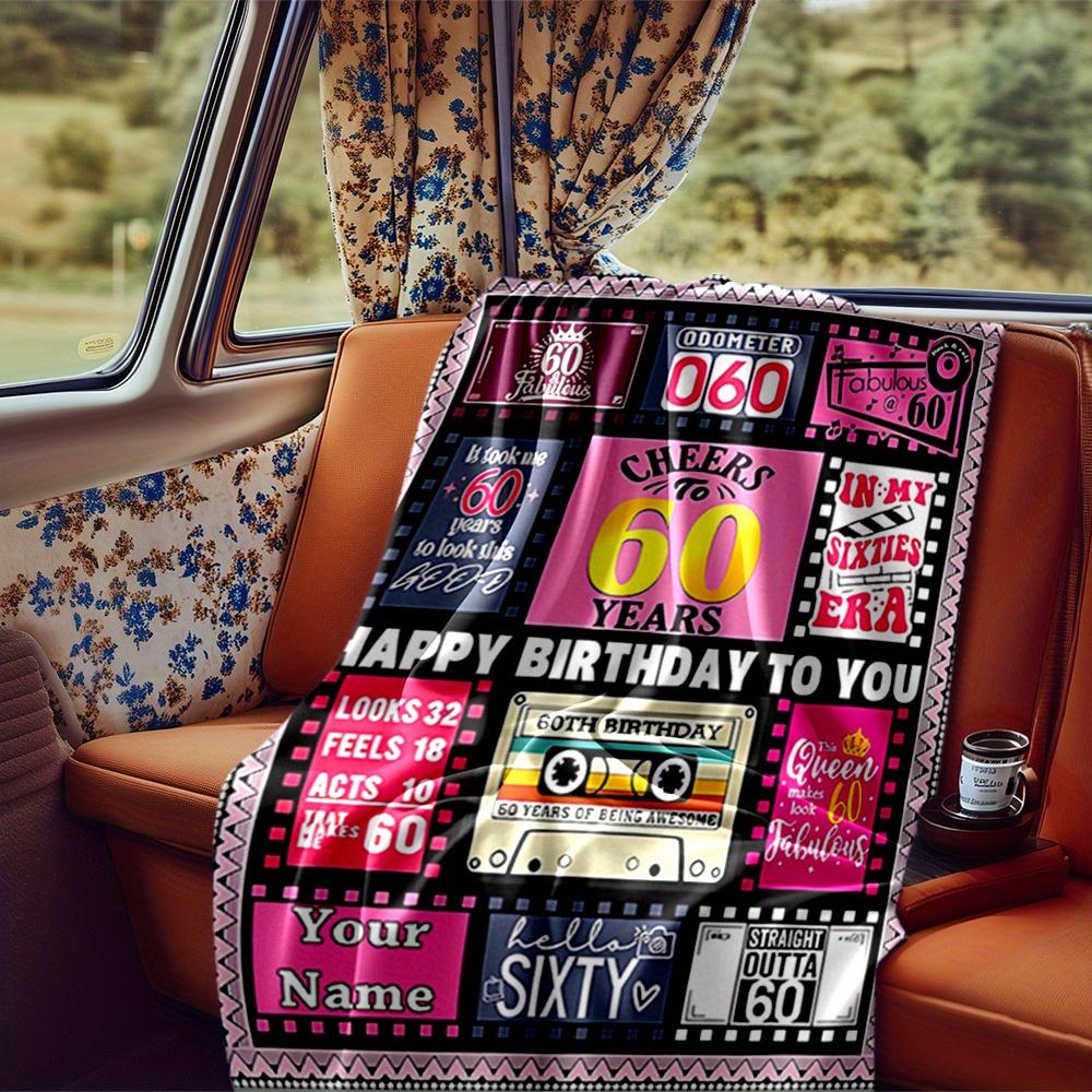 Happy 60Th Birthday Queen Blanket Personalized Name Soft Comfortable Stylish Blanket Car Blanket Perfect For Travel Camping Outdoor Home Suitable For