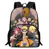 Cartoon NARUTO Pattern Lightweight Backpack With Front Pocket Adjustable Shoulder Strap Unisex Suitable For Children Age 6-10