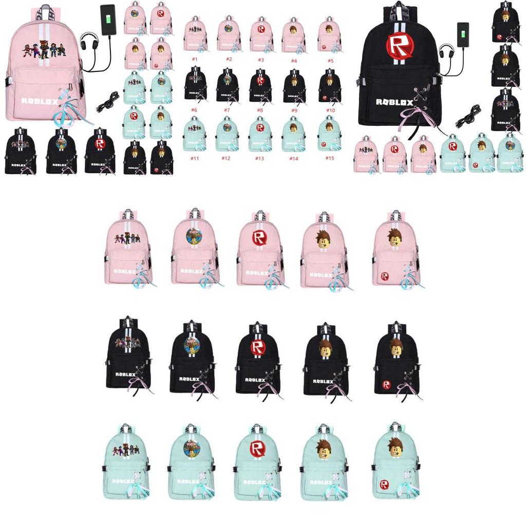 Roblox Print Backpack With Usb Charging Port And Large Capacity For Students And Travel