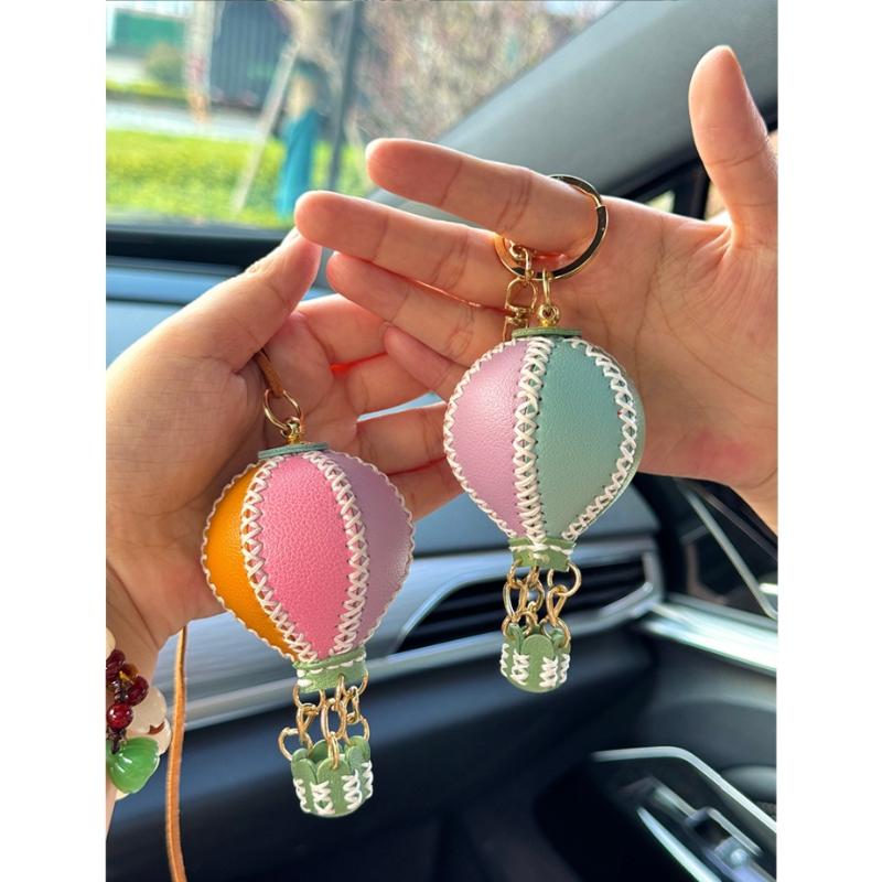 Phone Straps  Air Balloon Diy Keychain Leather Versatile Car Key Ring Handmade Ins Keychain Lanyard Bag Charms