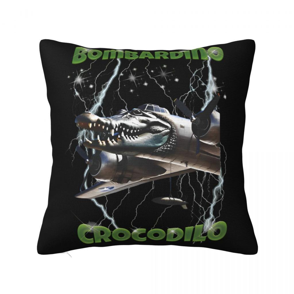 Meme Brainrot Bombardino Crocodilo Poszewka na poduszkę Pokrowiec na poduszkę Kreatywny Zamek Błyskawiczny Poszewka na poduszkę do rzucania Pokrowiec na siedzisko 45x45cm