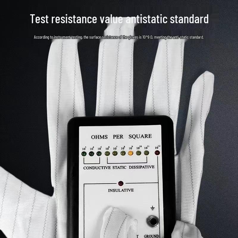 Anti-static Five-Finger Adhesive Non-slip Dust-free Striped Workshop Gloves with Thick Dot Coating