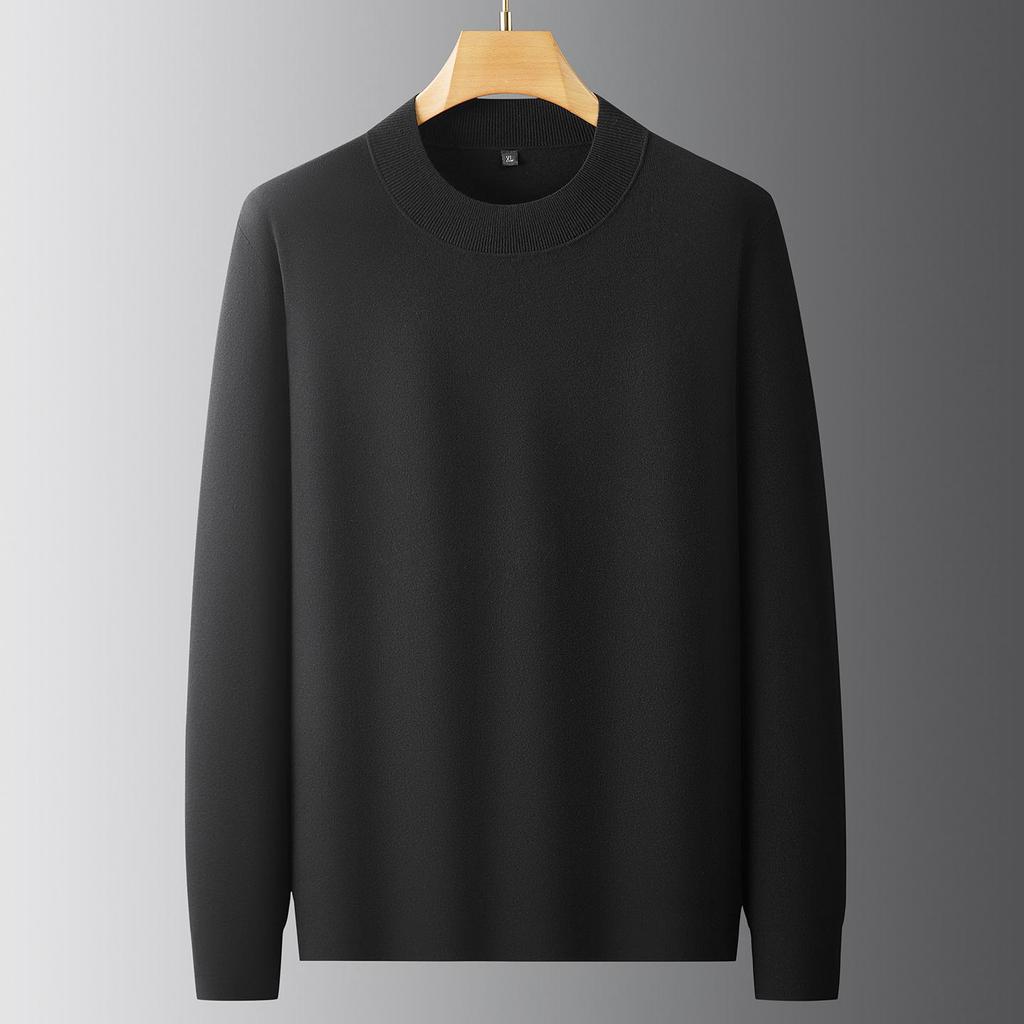 2025 Autumn Men's Plus Size Thick Knit Pure Color Long Sleeve Hoodie