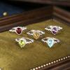 New Product Water Drop Natural Crystal Stone Olivine Colored Treasure Ring S925 Sterling Silver Niche Finger Ring Fashion Retro Jewelry Gift