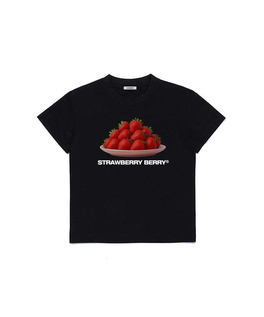 Koso (W) Strawberry Berry Crop T-Shirt (Black)