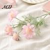 Three Dimensional Silk Flower Heads Artificial Scabious Flowers with Bendable Long Stems, Realistic Faux Chrysanthemum for Table Vase Centerpiece