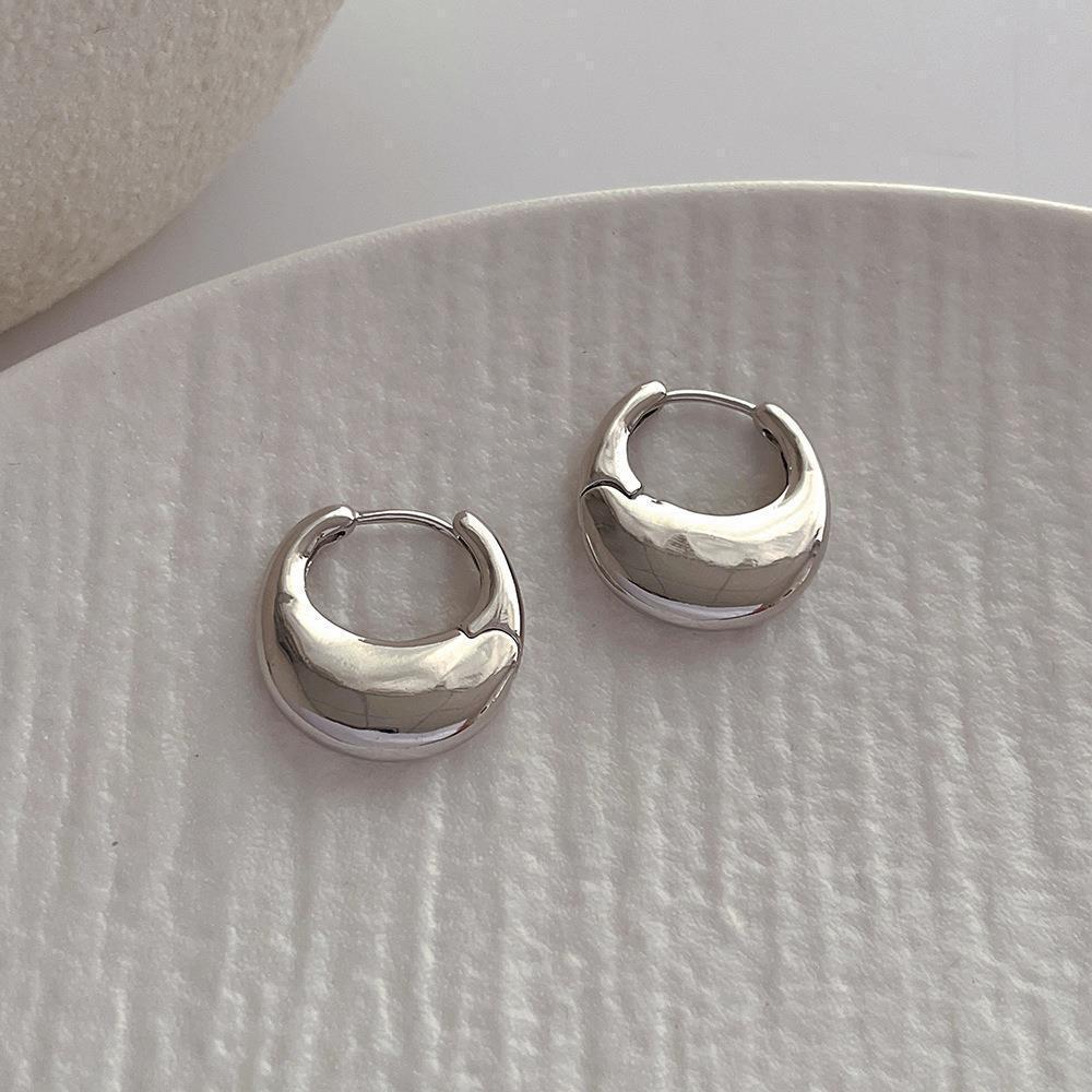 Trendy Metallic Circle Needle Back Earrings for Women - Simple and Stylish